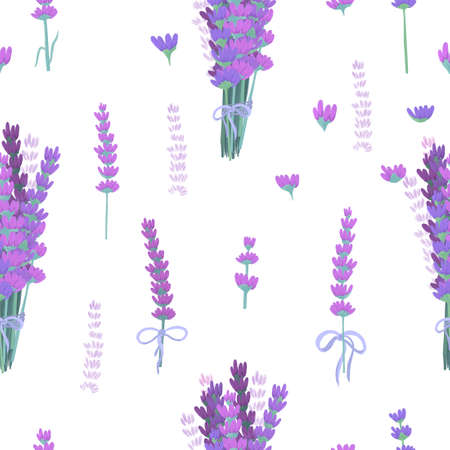 A seamless background with lavender. Vector illustrationのイラスト素材
