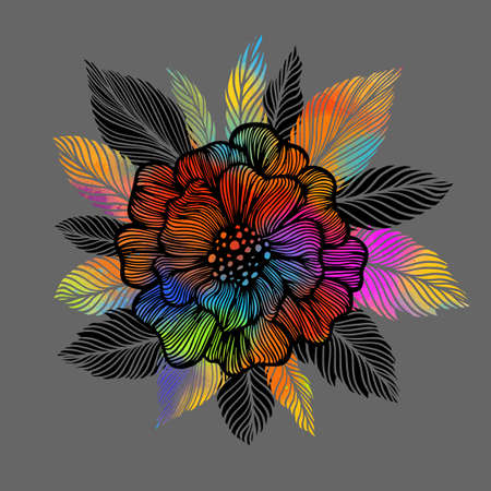 The abstraction is floral with a red flower. Vector illustrationのイラスト素材