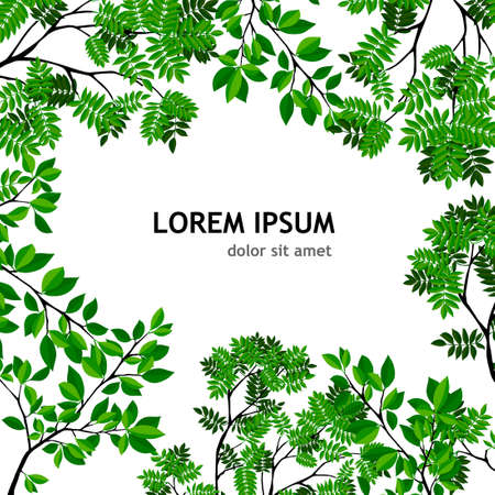 Round frame made from leaves. Floral frame. Vector illustrationのイラスト素材