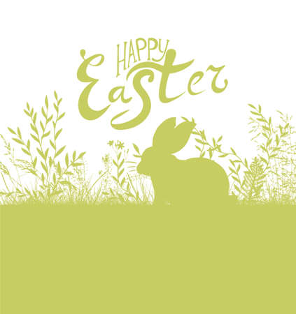 Easter greeting card with egg and rabbitのイラスト素材