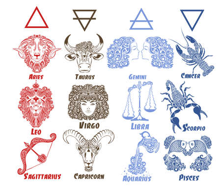 A set of zodiac signs. Vector illustrationのイラスト素材
