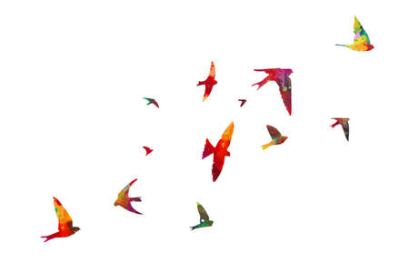 Bird watercolor. A flock of colorful birds. Vectorのイラスト素材