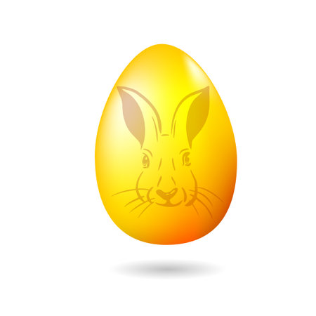 A golden egg with a rabbit. Easter. Vector illustrationのイラスト素材