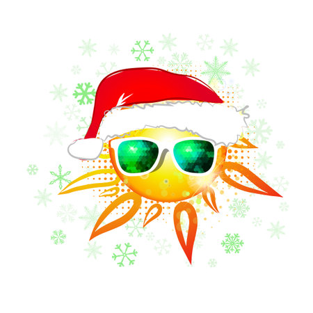 The sun in santa claus hats. Vectorのイラスト素材