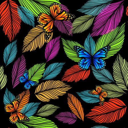 vector seamless pattern. floral stylish backgroundのイラスト素材
