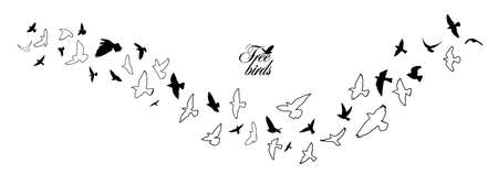 A flock of flying birds. Vector illustrationのイラスト素材