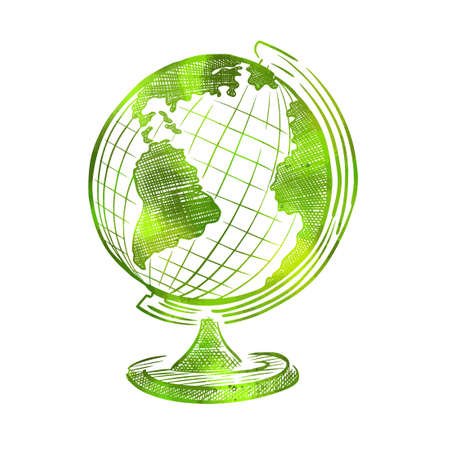 Green globe object. Back to school. Globe icon. Vector illustrationのイラスト素材