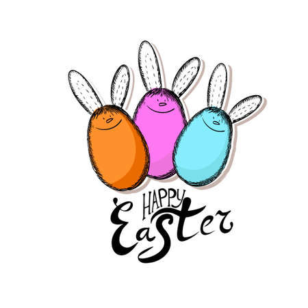Easter rabbits from eggs. Vector illustrationのイラスト素材