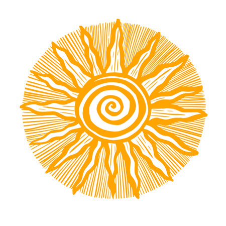 Vintage sun object. Hello summer. Vector illustrationのイラスト素材