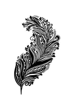 The birds feather is decorative from patterns. Vector illustrationのイラスト素材