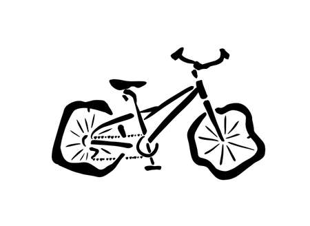 The object of the bike on the deflated wheels. Vector illustrationのイラスト素材