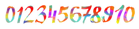 Multicolored brush numbers. Vector illustrationのイラスト素材