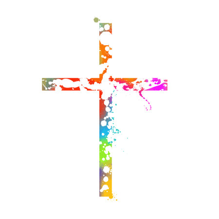 Multi-colored cross. Cross made of rainbow blots. Vector illustrationのイラスト素材