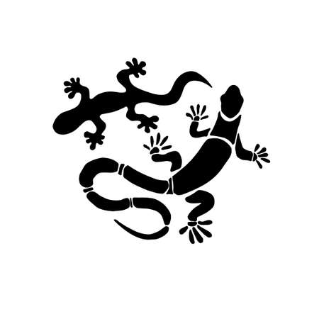 Black lizards. The silhouette of reptiles. Vector illustrationのイラスト素材