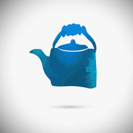Kitchenware. The teapot is blue. Vector illustration.のイラスト素材