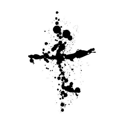 Black blotted cross. Vector illustrationのイラスト素材