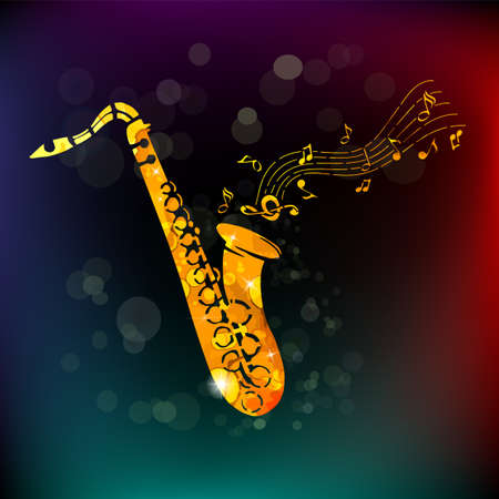 Golden abstract saxophone. Vector illustrationのイラスト素材