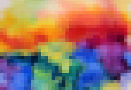Abstract multicolored background from squares. Rainbow mosaic. Vector illustrationのイラスト素材