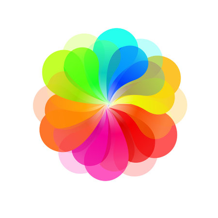 Logo is a multi-colored flower. Rainbow logo. Vector illustrationのイラスト素材