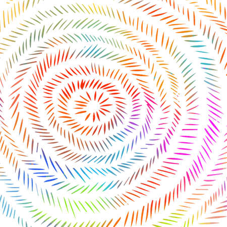 Concentric circles hatching lines abstract multicolored background. Hatching in a circle. Vector illustrationのイラスト素材