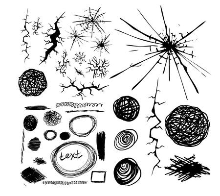 Black cracks set. A set of lines and hatches. Vector illustrationのイラスト素材