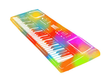 abstract multicolored synthesizer. Musical instrument. Vector illustrationのイラスト素材