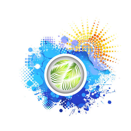 Abstraction of the sea and palms. Vector illustrationのイラスト素材