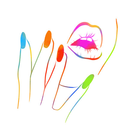 Colorful nails and lips. Logo beauty salon. Vectorのイラスト素材