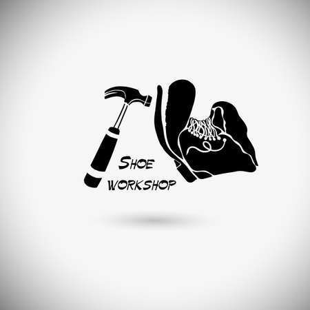Shoemaker logo template. Shoe repair vector design. Shoe workshop. Vector illustrationのイラスト素材