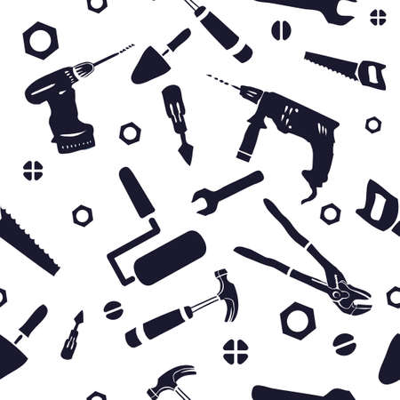 Construction tools seamless pattern. Vector illustrationのイラスト素材