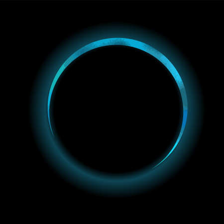 lunar eclipse. Black background and blue shining circle. Vector illustrationのイラスト素材