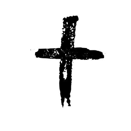 Black blotted cross. Vector illustrationのイラスト素材