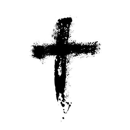 Black blotted cross. Vector illustrationのイラスト素材