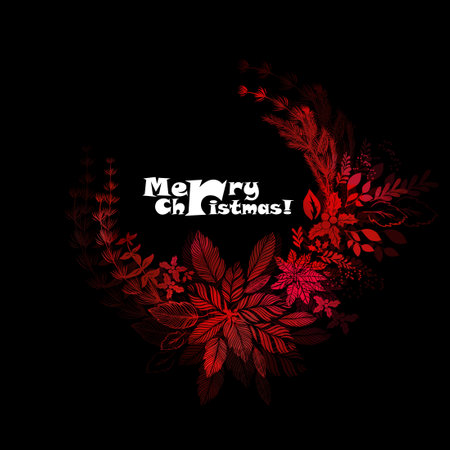 Red beautiful Christmas wreath. Vectorのイラスト素材