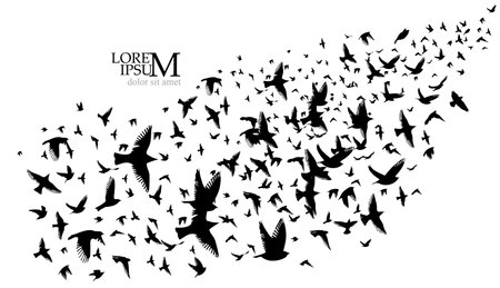 A flock of flying birds. Vector illustrationのイラスト素材