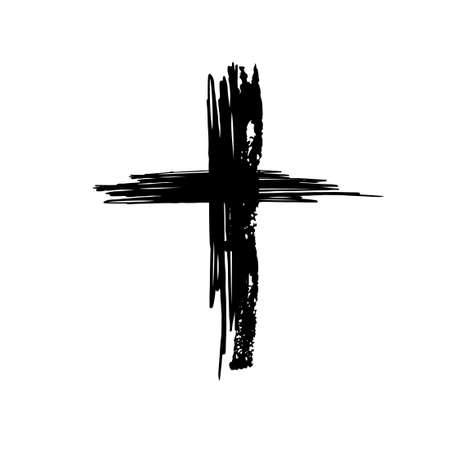Black blotted cross. Vector illustrationのイラスト素材