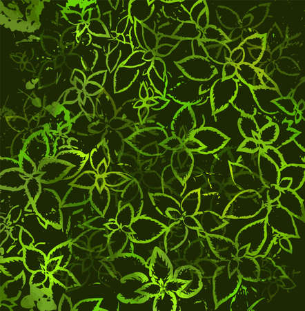 Background with green leaves. dark background . Vector illustrationのイラスト素材