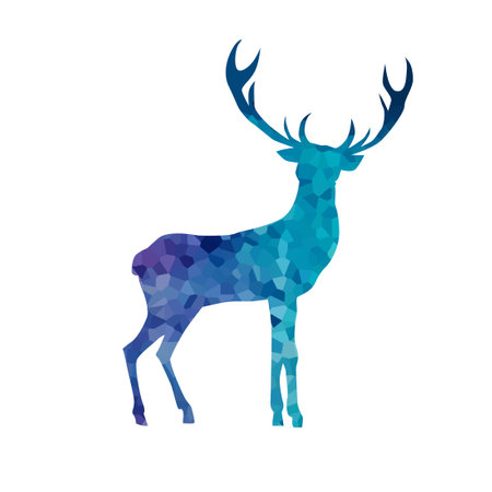 silhouettes of black and white illustration of two deer Christmasのイラスト素材