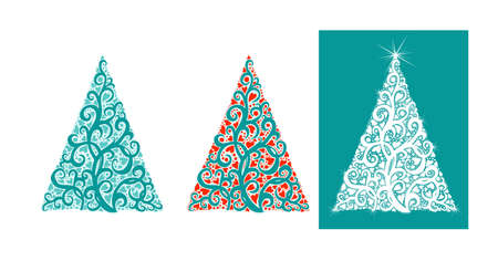 Abstract beautiful Christmas tree. flat spruce. Vector illustrationのイラスト素材