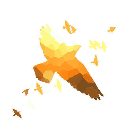 Abstraction flying birds and sunset. Vector illustrationのイラスト素材