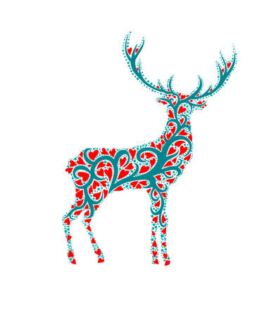 Christmas deer from patterns. Merry Christmas. Vector illustrationのイラスト素材