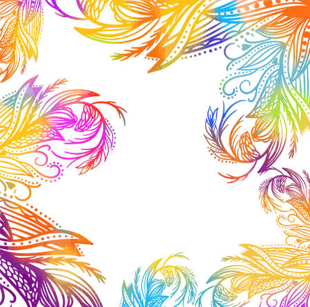 Multi-colored abstract background of lines and butterflies. Vector illustrationのイラスト素材