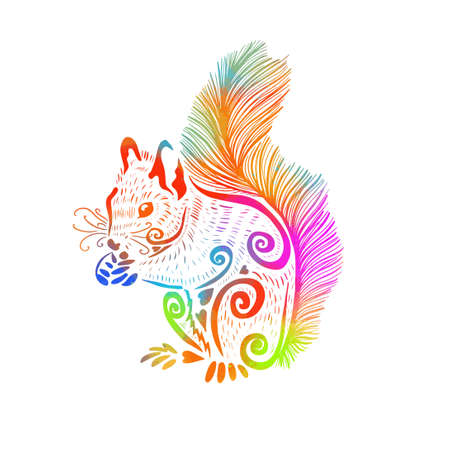 Squirrel multicolored graphic object. Vector illustrationのイラスト素材
