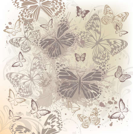 Vintage vector illustration. Butterflies and spotsのイラスト素材