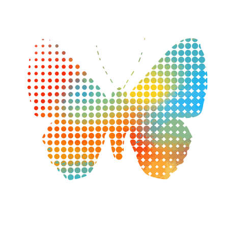 Multicolored butterfly from circles. Vector illustration. beautiful butterflyのイラスト素材