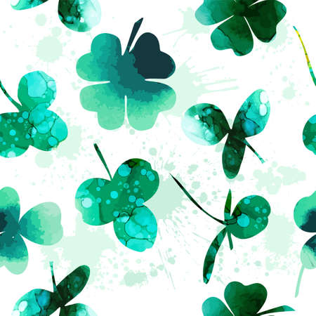 The background is seamless clover. Happy St. Patricks Day. Vector illustrationのイラスト素材