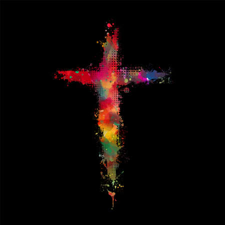 Multi-colored cross object. Happy Easter. Vector illustrationのイラスト素材