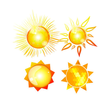 Suns. Elements for design. Set of beautiful sun. Vector illustrationのイラスト素材