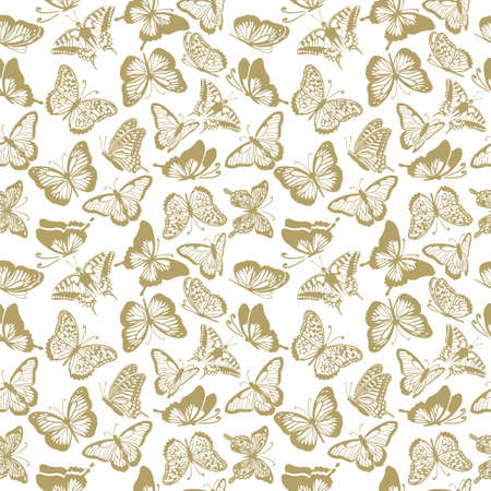 Seamless background of brown butterflies. Vector illustrationのイラスト素材