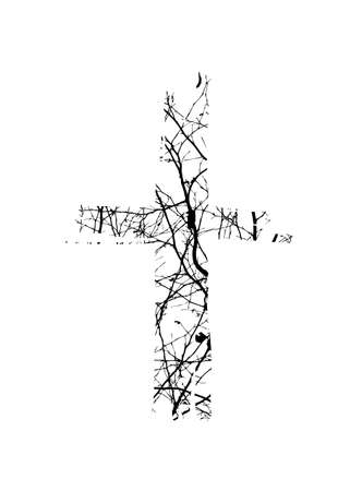Cross made of tree branches. Vector illustrationのイラスト素材